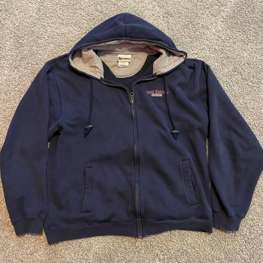 Navy 90’s Disney Embroidered Mickey Mouse Zip up Jacket - Size M